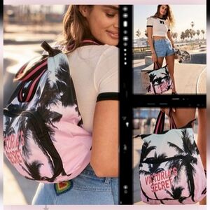Victoria's Secret Pink and Black Palm Backpack NWT
